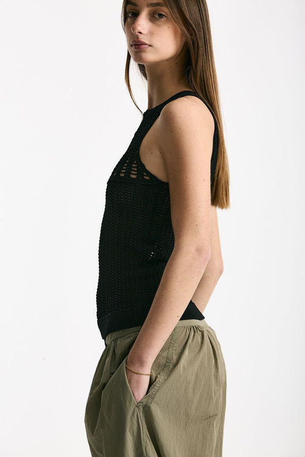 Top girocollo lavorato nero donna Iro