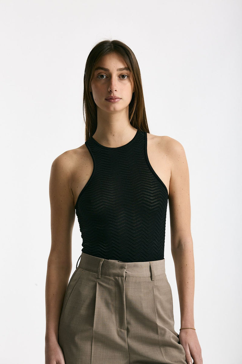 Body lavorato nero donna Laneus - 1