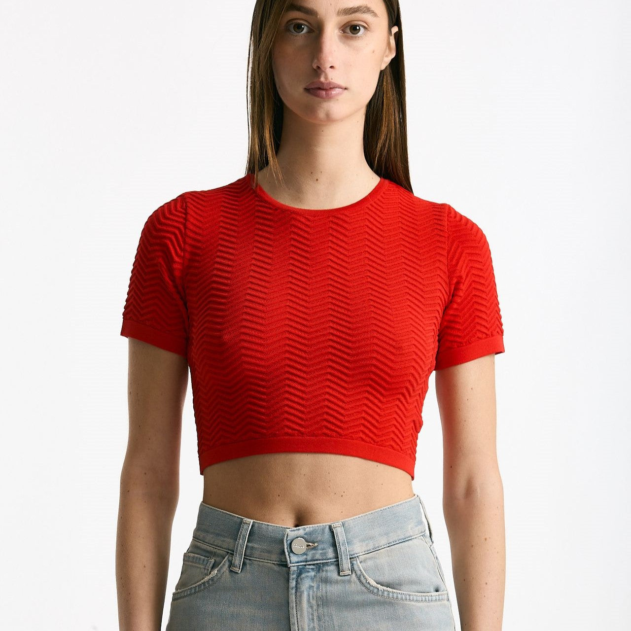 Crop top lavorato rosso donna Laneus - 6