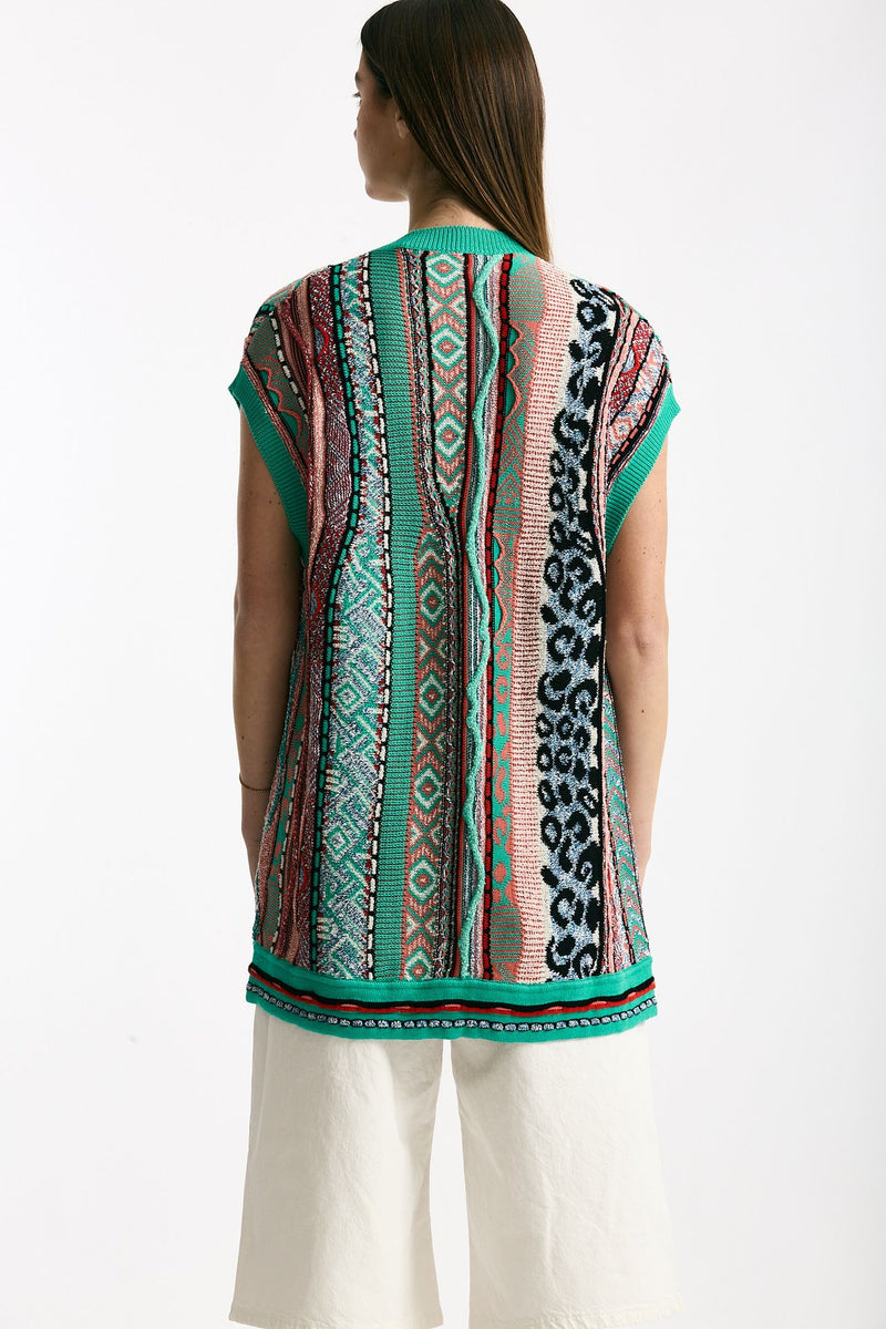 Cardigan jaquard Multicolor donna Laneus - 4