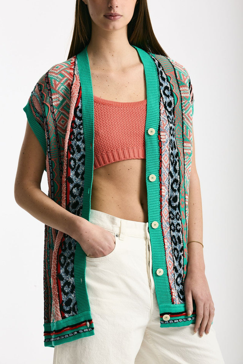 Cardigan jaquard Multicolor donna Laneus - 1