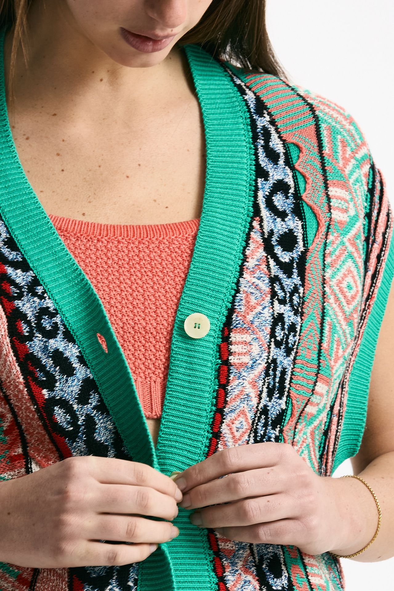 Cardigan jaquard Multicolor donna Laneus - 5