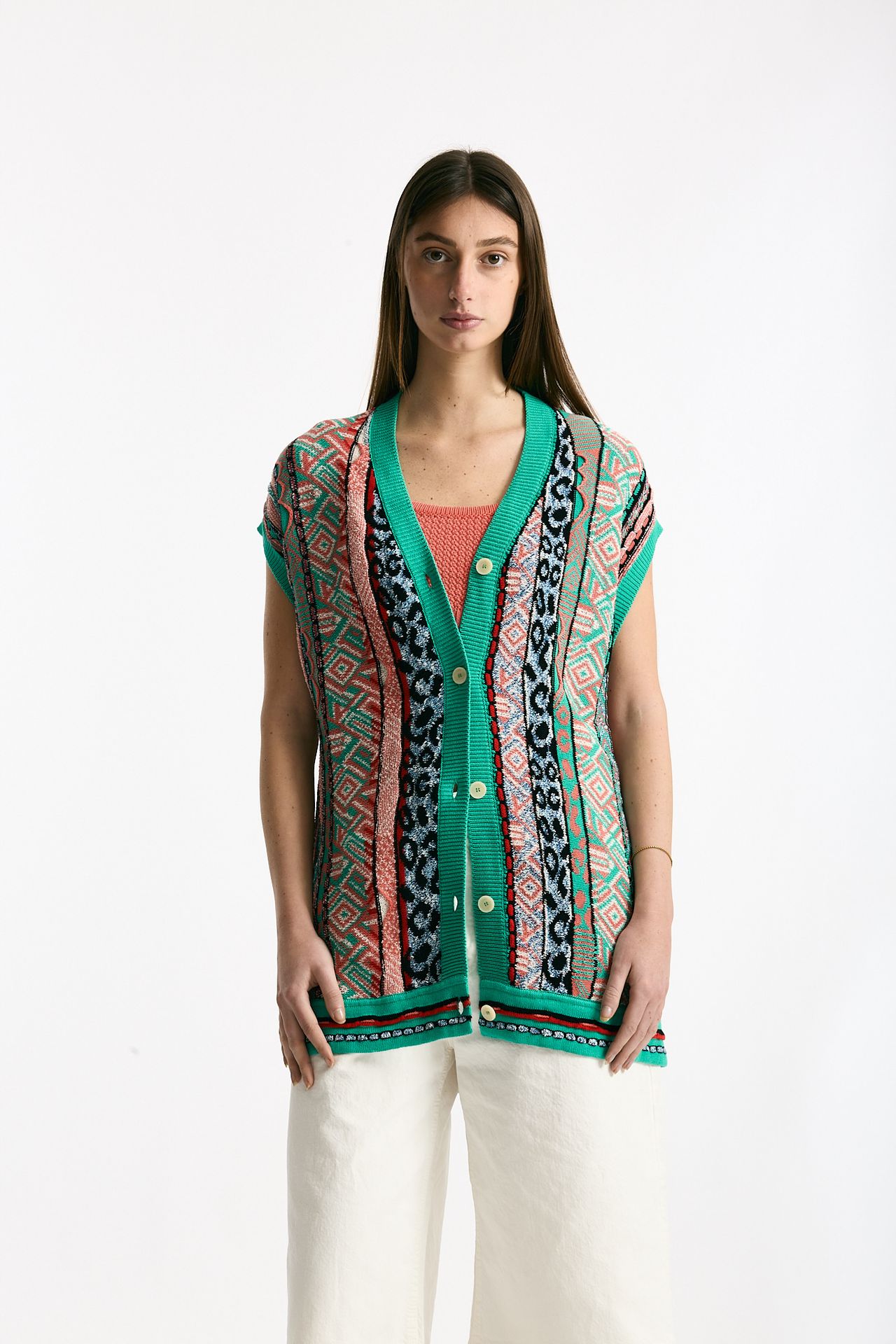 Cardigan jaquard Multicolor donna Laneus - 7