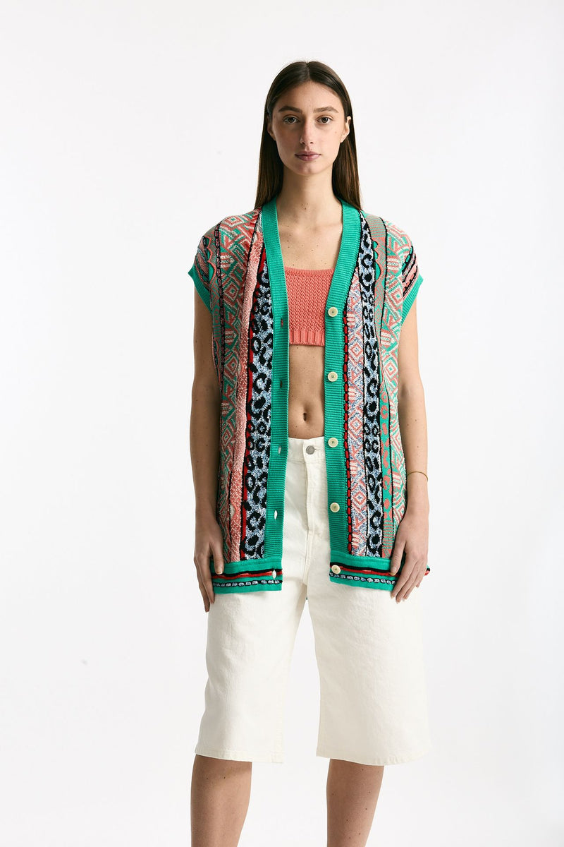 Cardigan jaquard Multicolor donna Laneus - 2