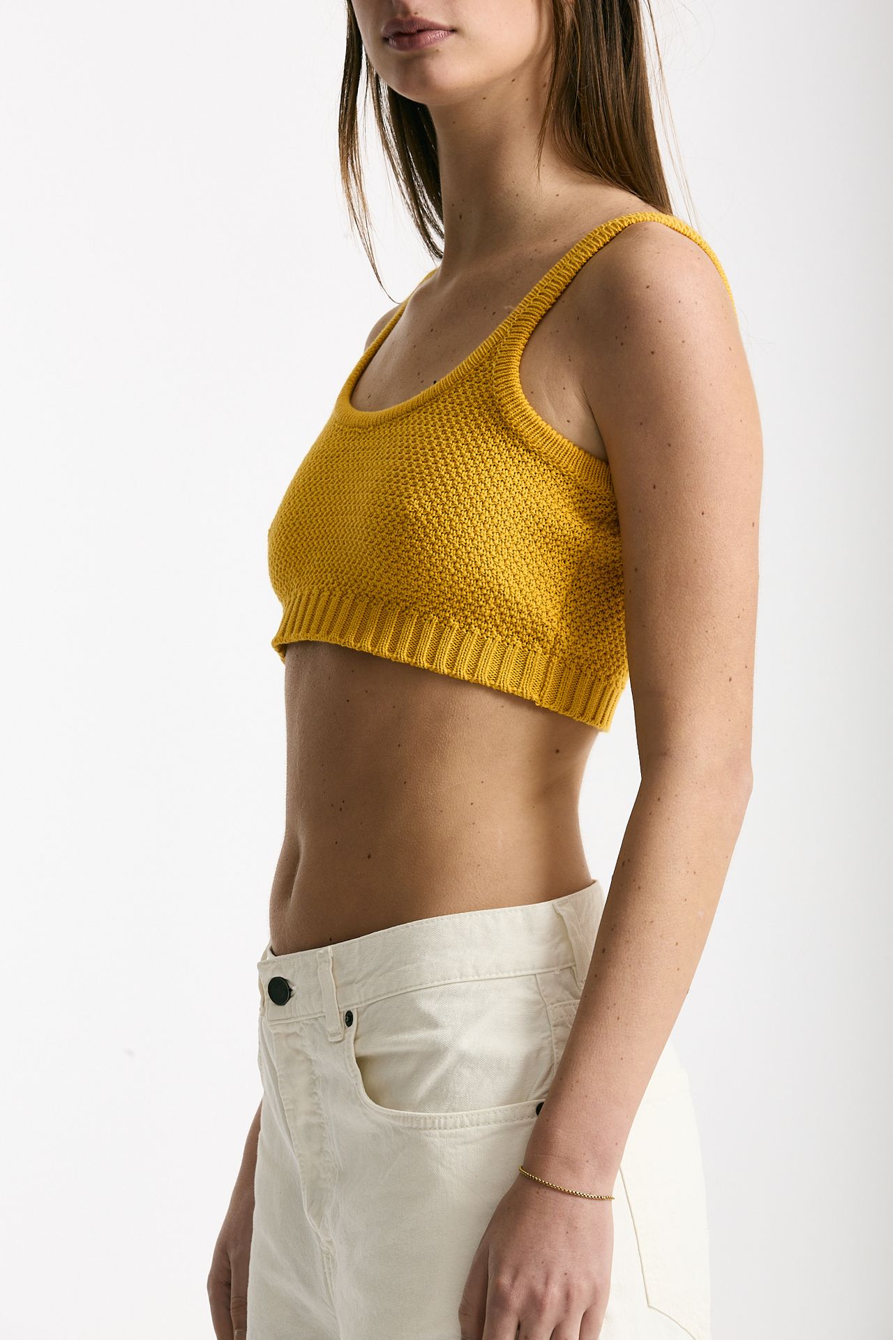 Crop top lavorato giallo donna Laneus - 1