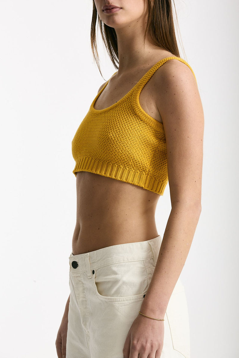 Crop top lavorato giallo donna Laneus - 1