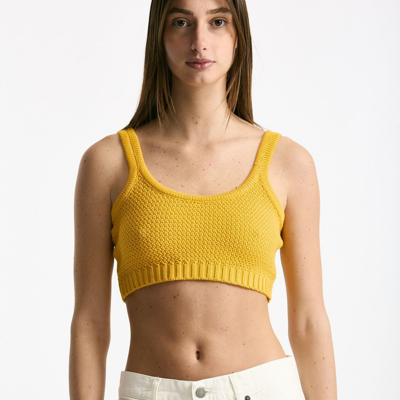 Crop top lavorato giallo donna Laneus - 5