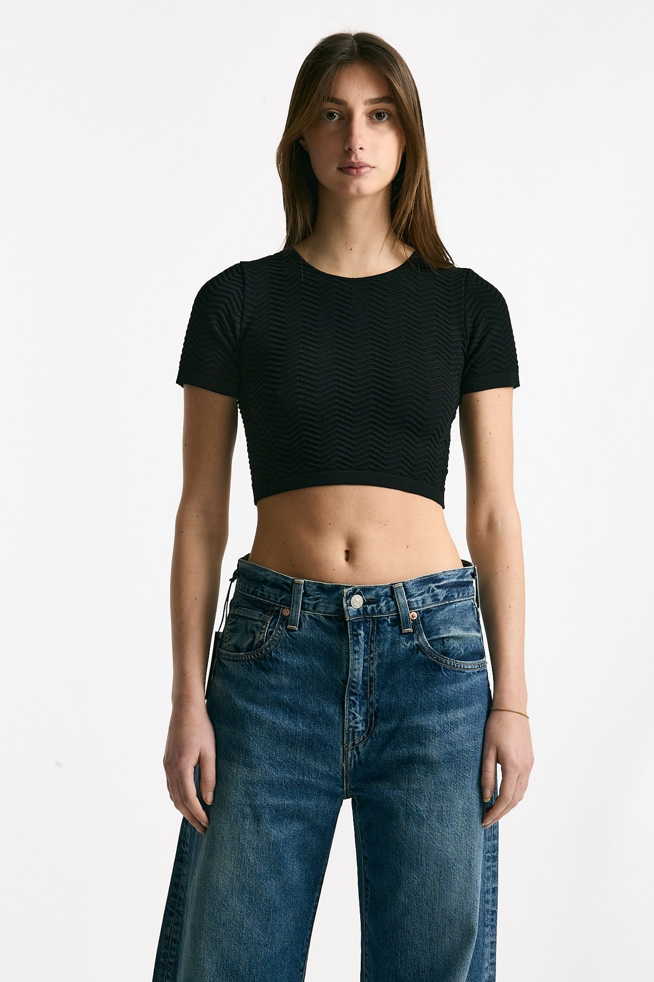 Crop top lavorato neri donna Laneus - 2