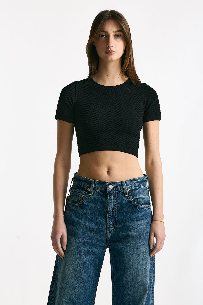 Crop top lavorato neri donna Laneus - 2