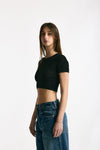 Crop top lavorato neri donna Laneus - 1