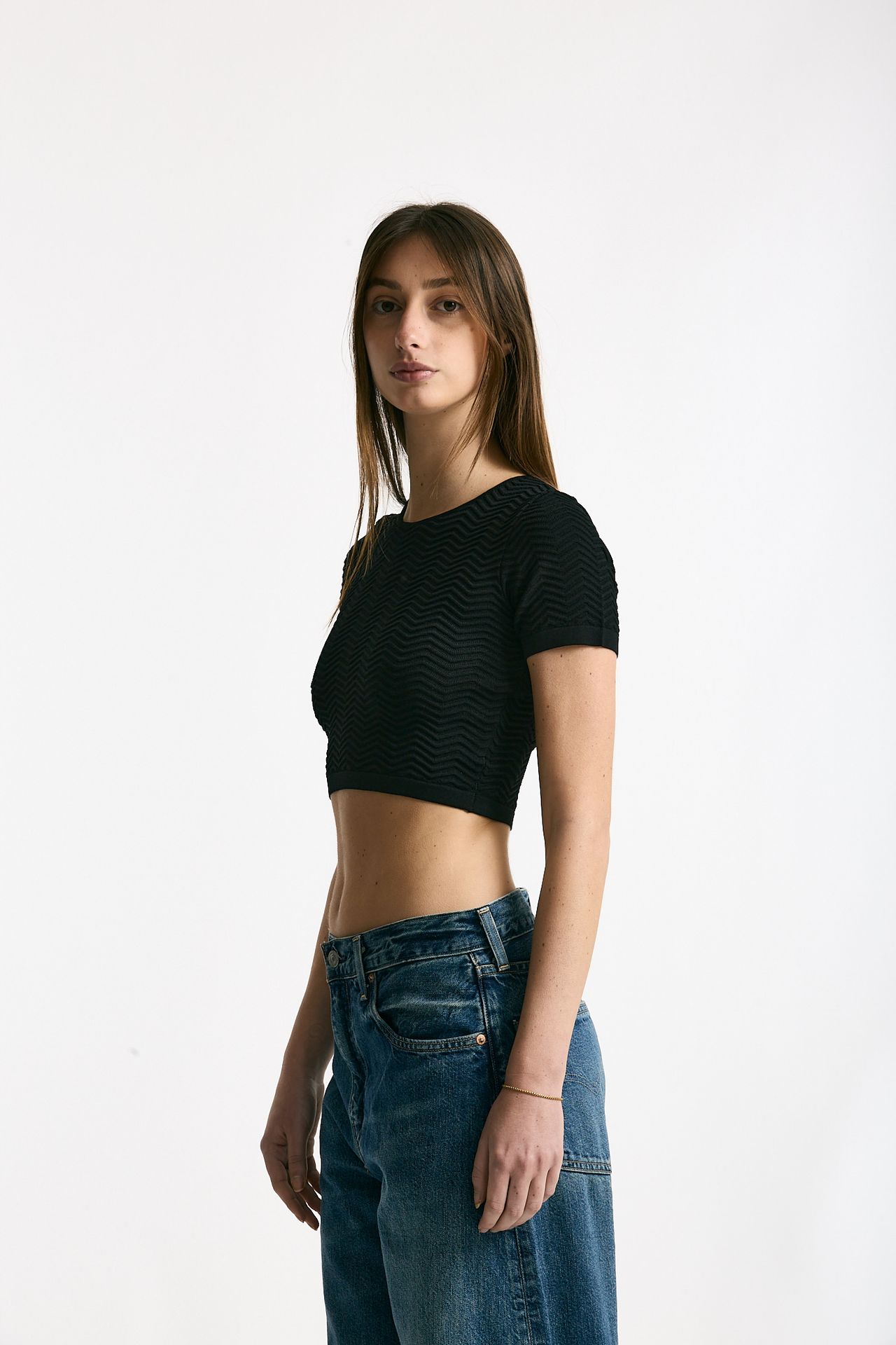 Crop top lavorato neri donna Laneus - 1