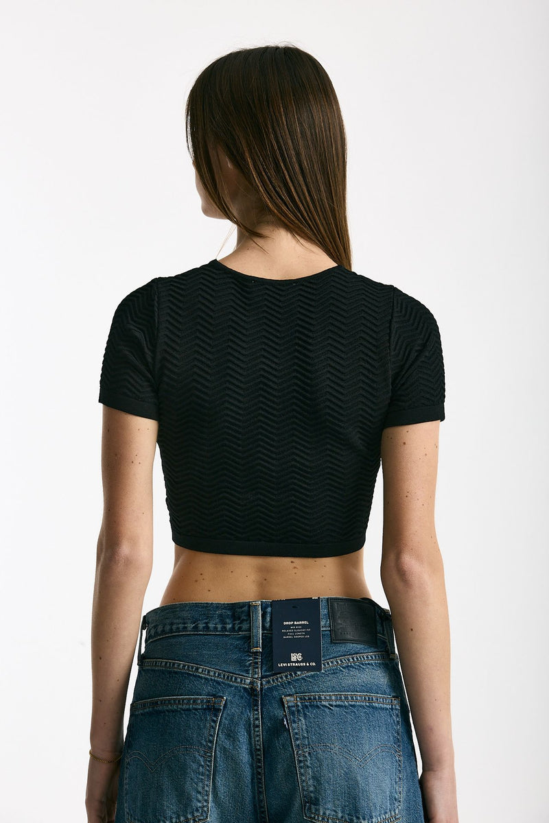 Crop top lavorato neri donna Laneus - 3