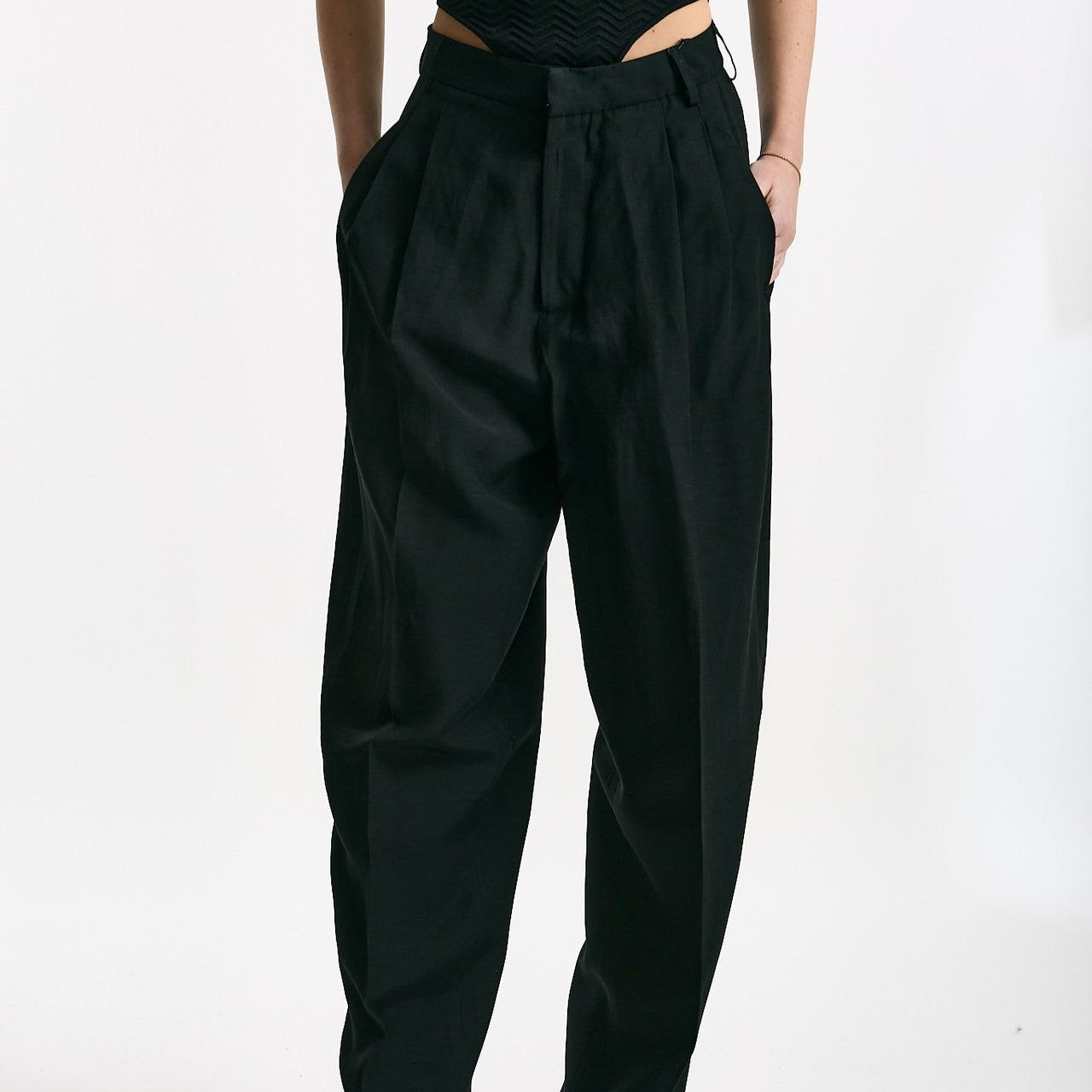Pantalone morbido nero donna Laneus - 7