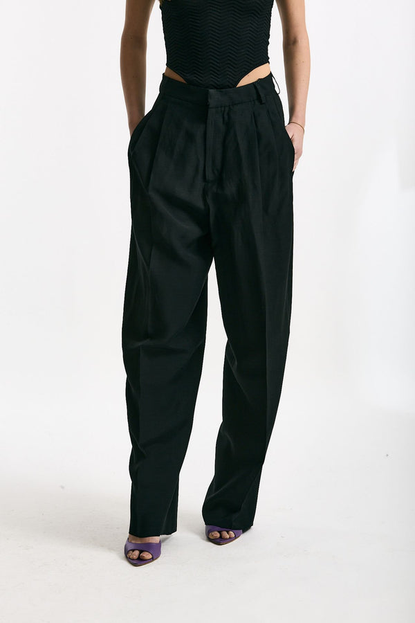Pantalone morbido nero donna Laneus