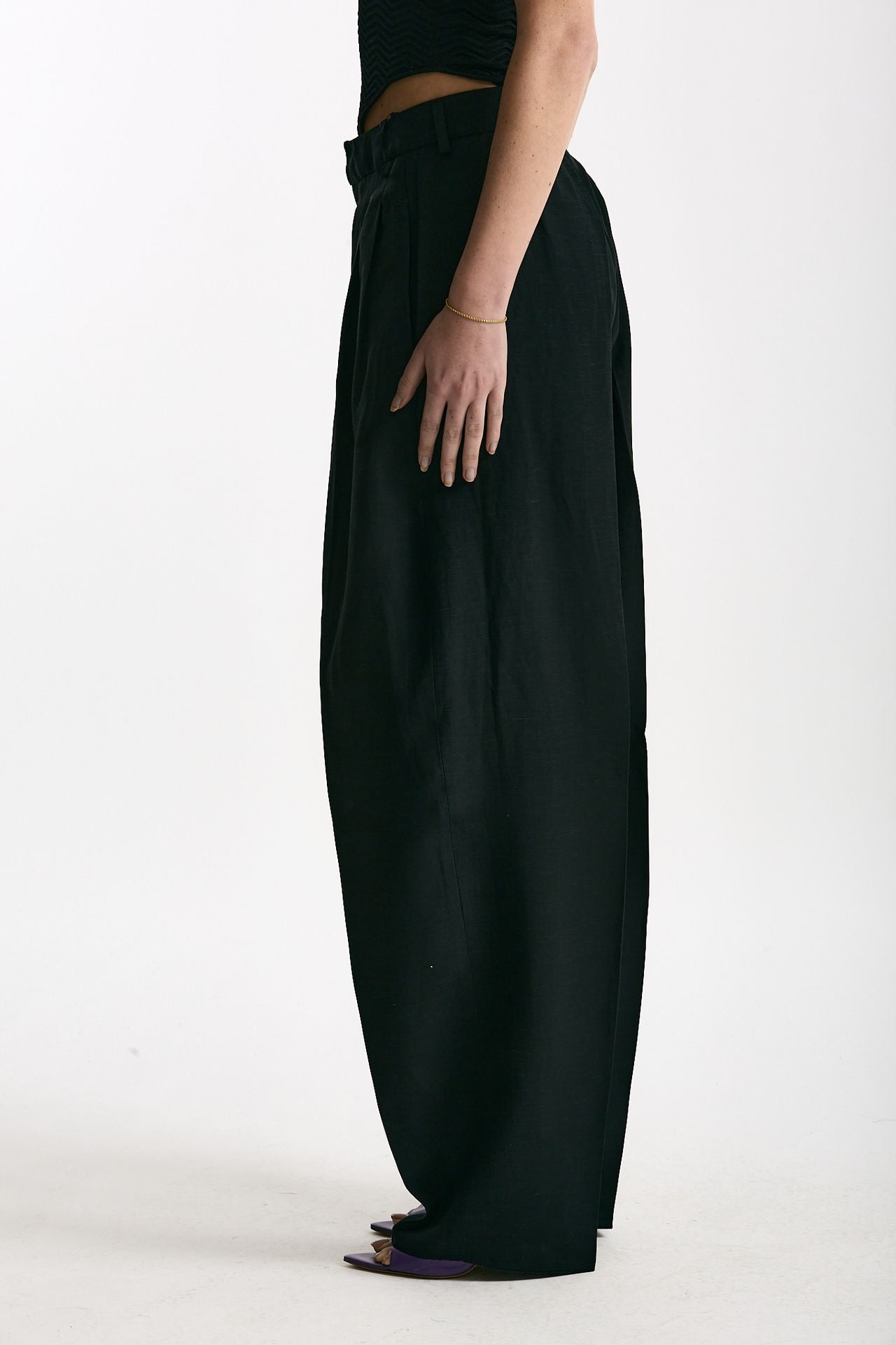 Pantalone morbido nero donna Laneus - 3