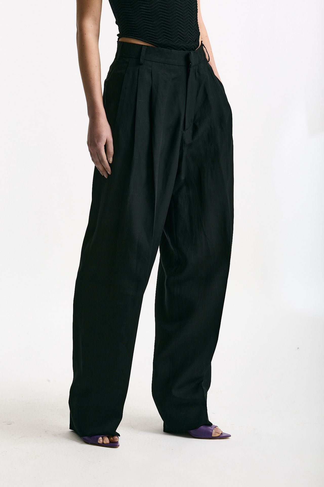 Pantalone morbido nero donna Laneus - 1