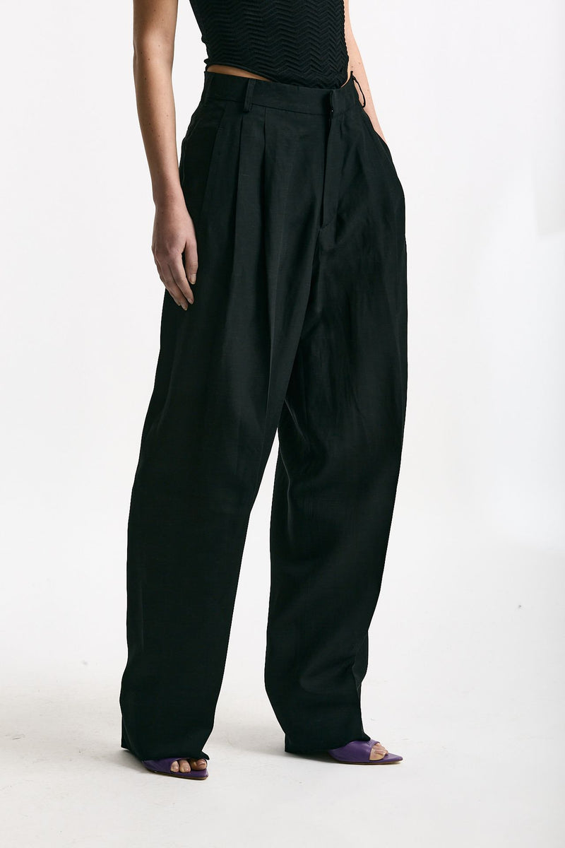 Pantalone morbido nero donna Laneus - 1