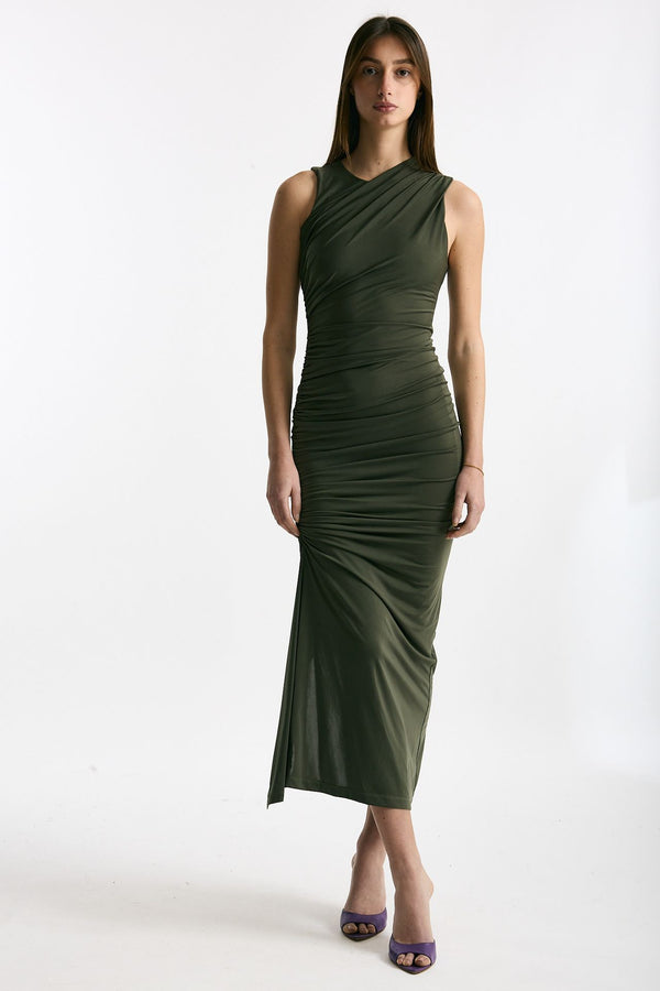 Abito stretch verde oliva donna Marsēm