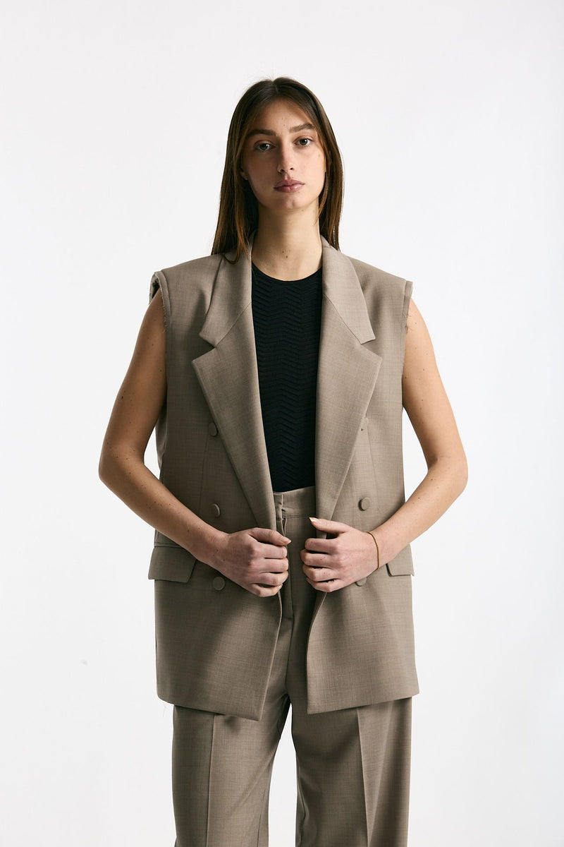 Blazer smanicato beige donna Marsēm - 2