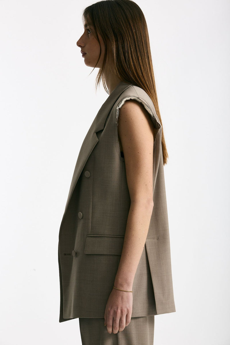 Blazer smanicato beige donna Marsēm - 3