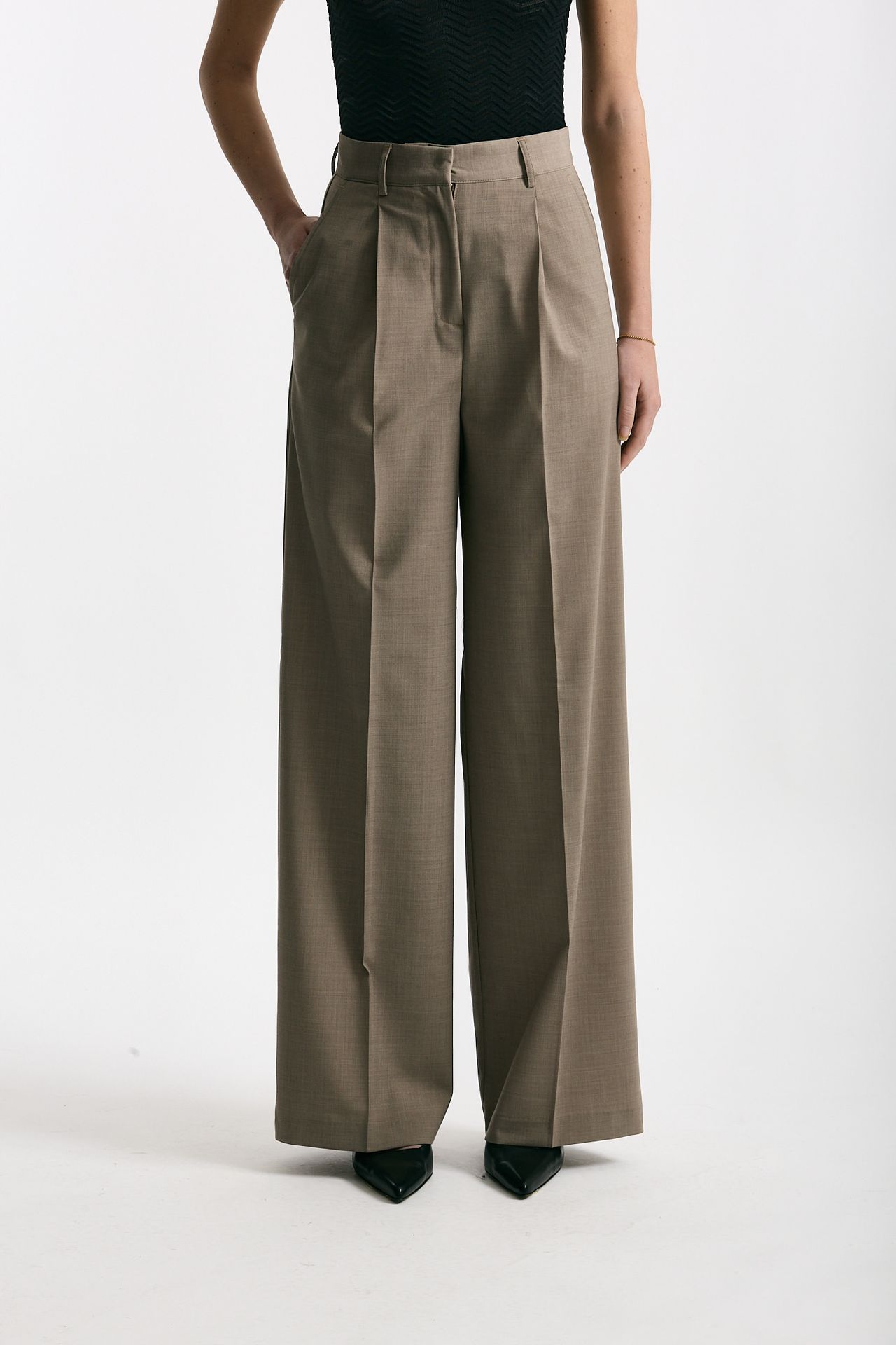 Pantalone vita alta ampio beige donna Marsēm - 4