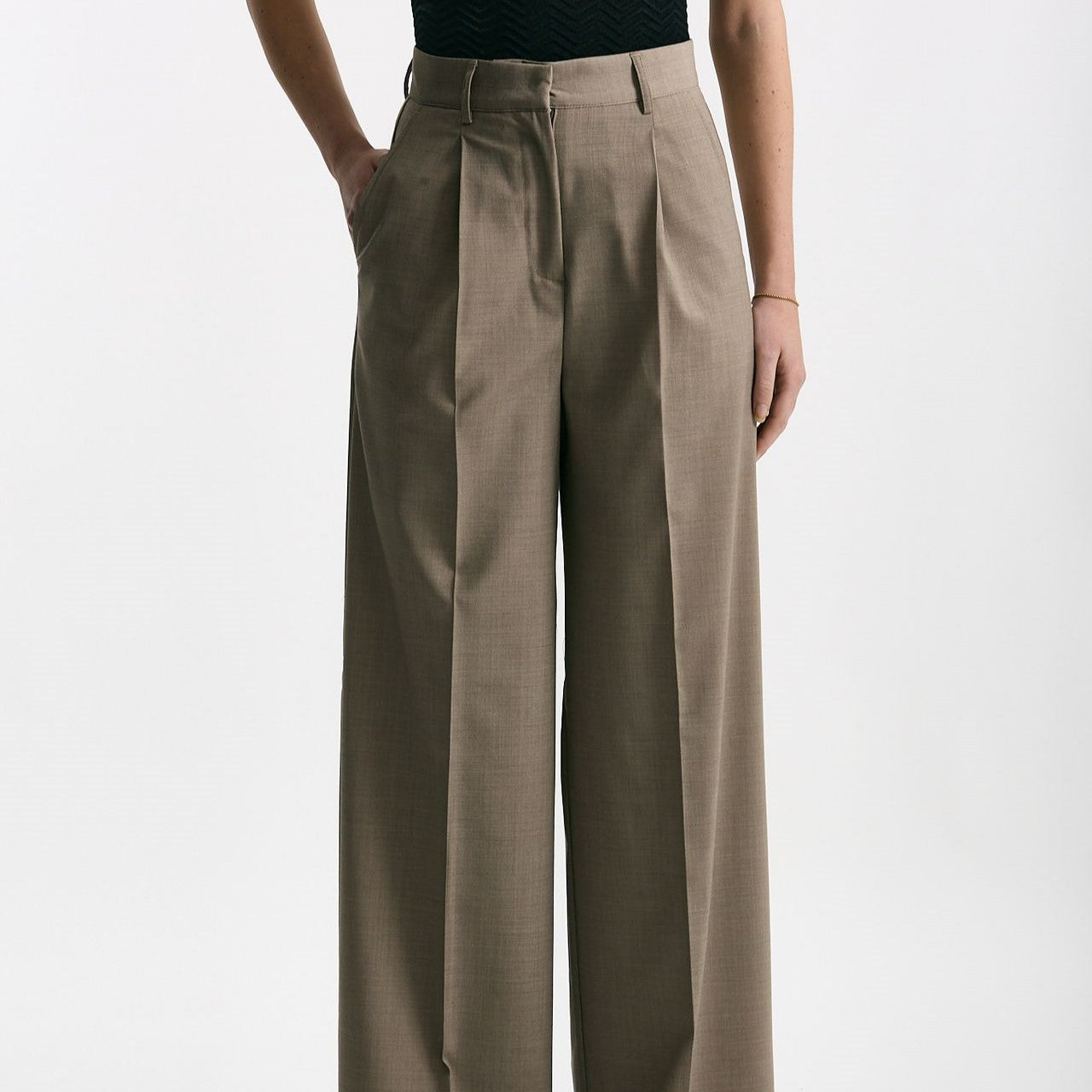 Pantalone vita alta ampio beige donna Marsēm - 7