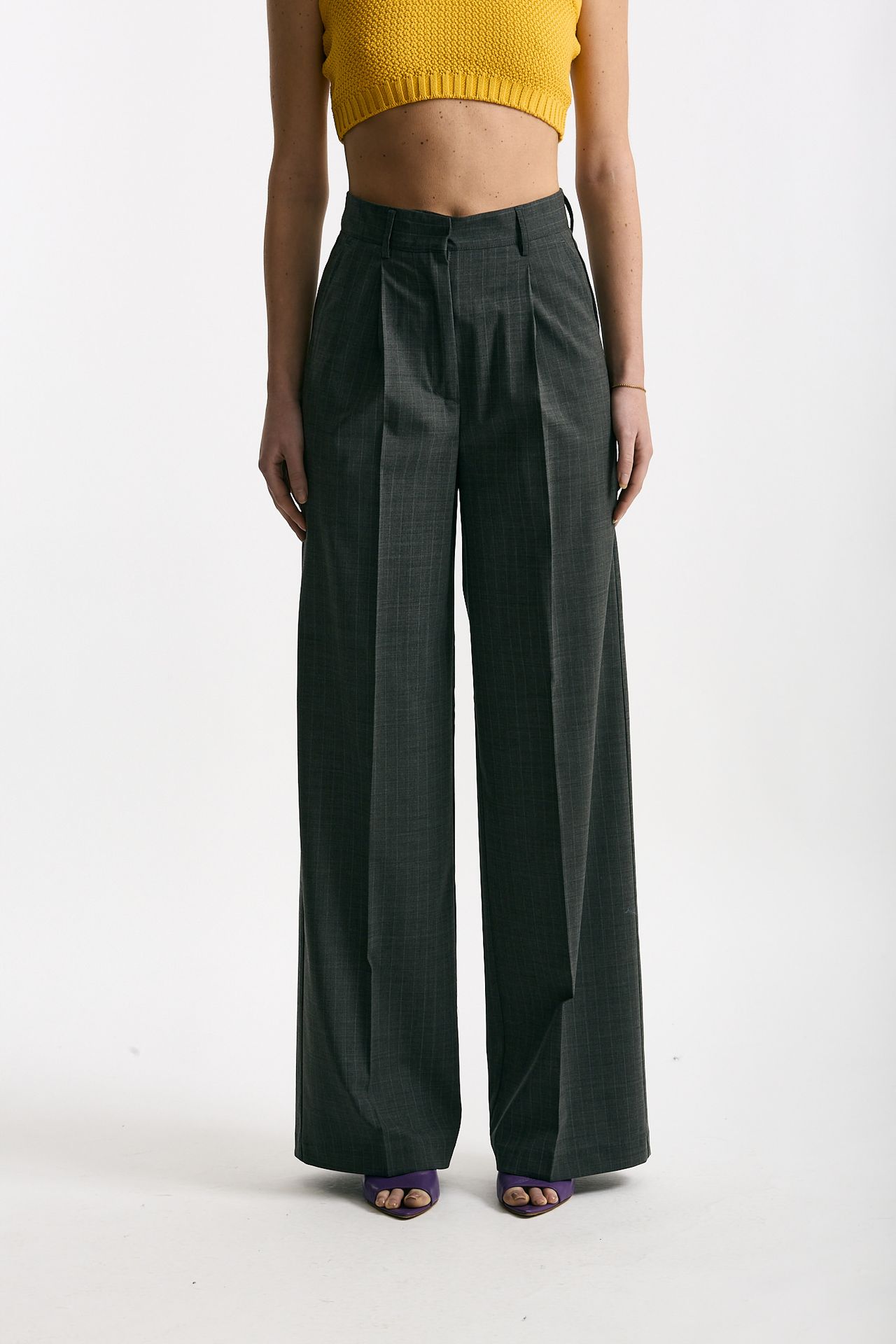Pantalone ampio grigio gessato donna Marsēm - 1