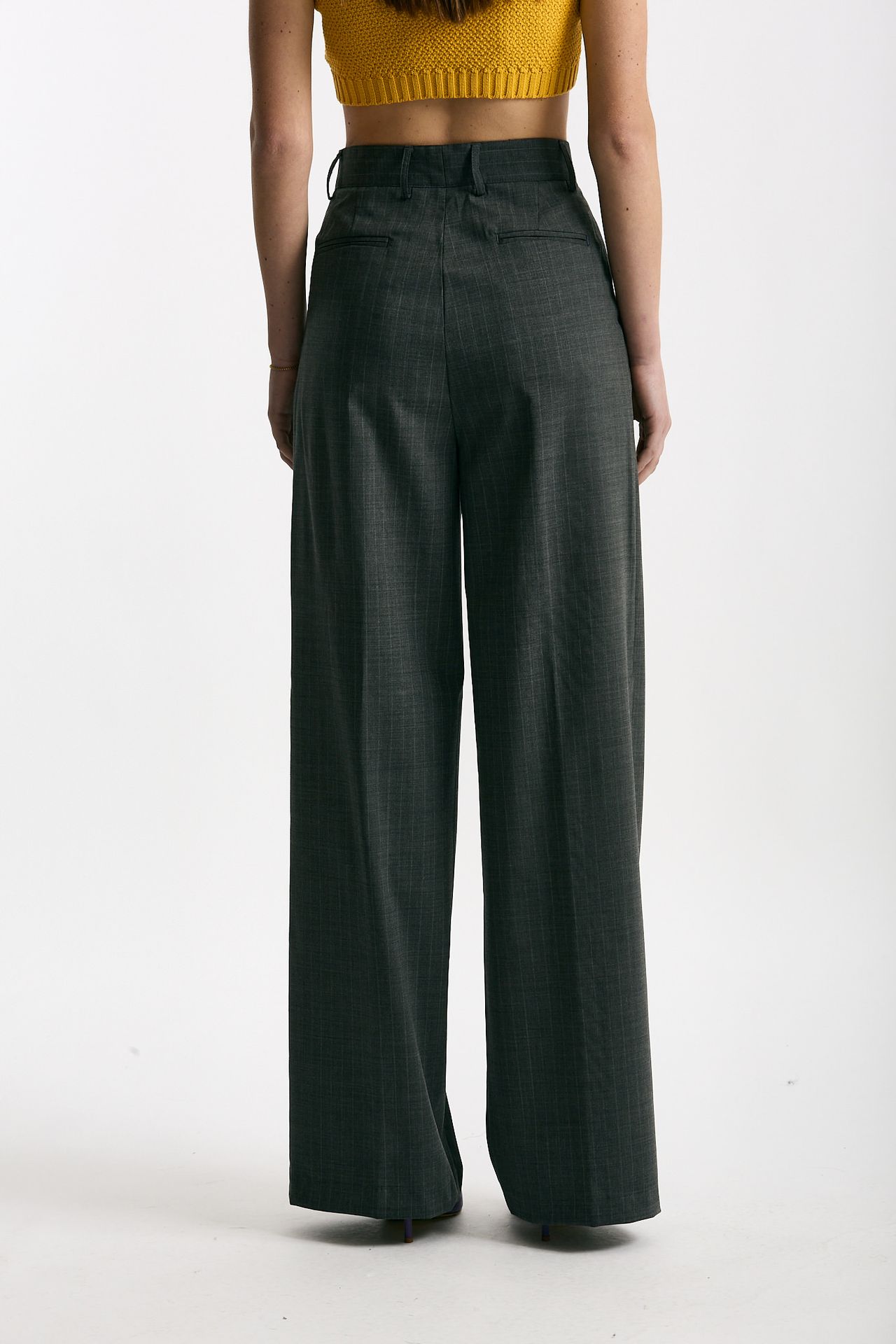 Pantalone ampio grigio gessato donna Marsēm - 3