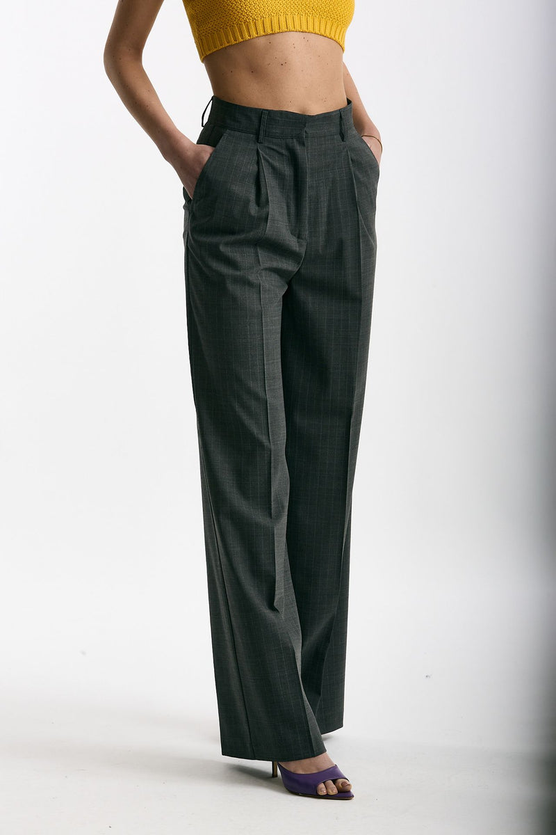 Pantalone ampio grigio gessato donna Marsēm - 4