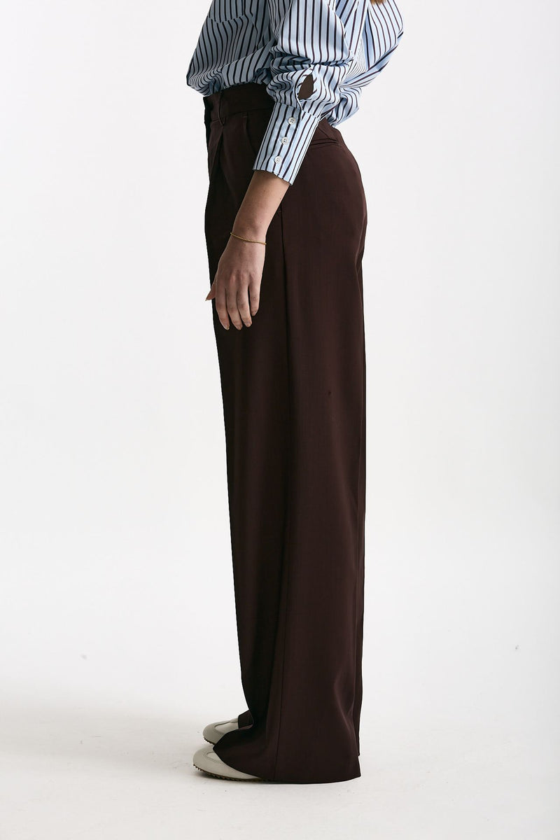 Pantalone vita alta ampio burgundy donna Marsēm - 3