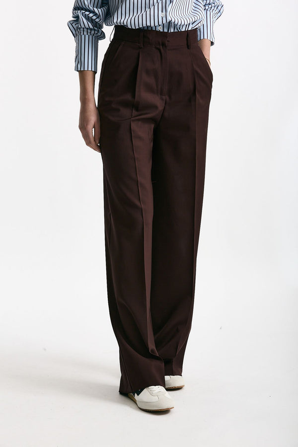 Pantalone vita alta ampio burgundy donna Marsēm