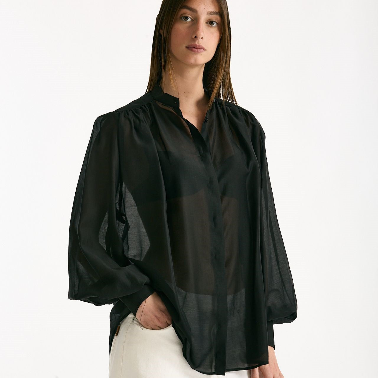 Camicia in voile MARSEM  Colore nero donna Marsēm - 7