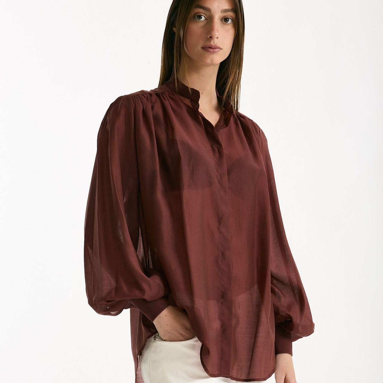 Camicia in voile MARSEM bordeaux donna Marsēm - 6