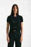 Maglia in cotone nero donna Marché des palmiers - 1