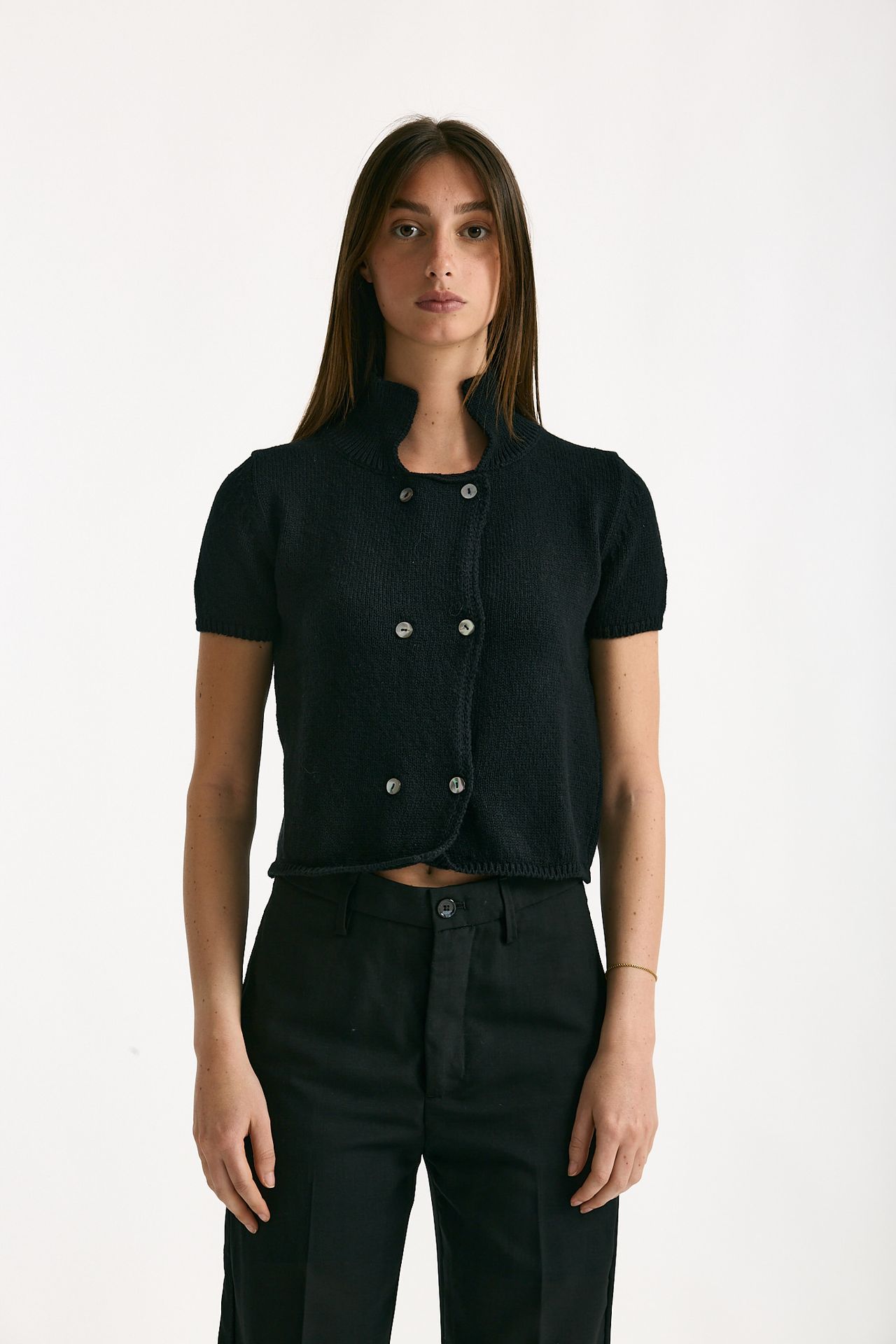 Maglia in cotone nero donna Marché des palmiers - 1