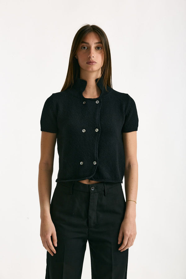Maglia in cotone nero donna Marché des palmiers