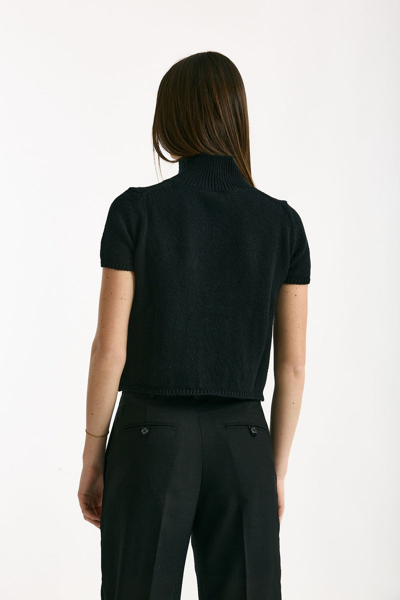 Maglia in cotone nero donna Marché des palmiers - 2