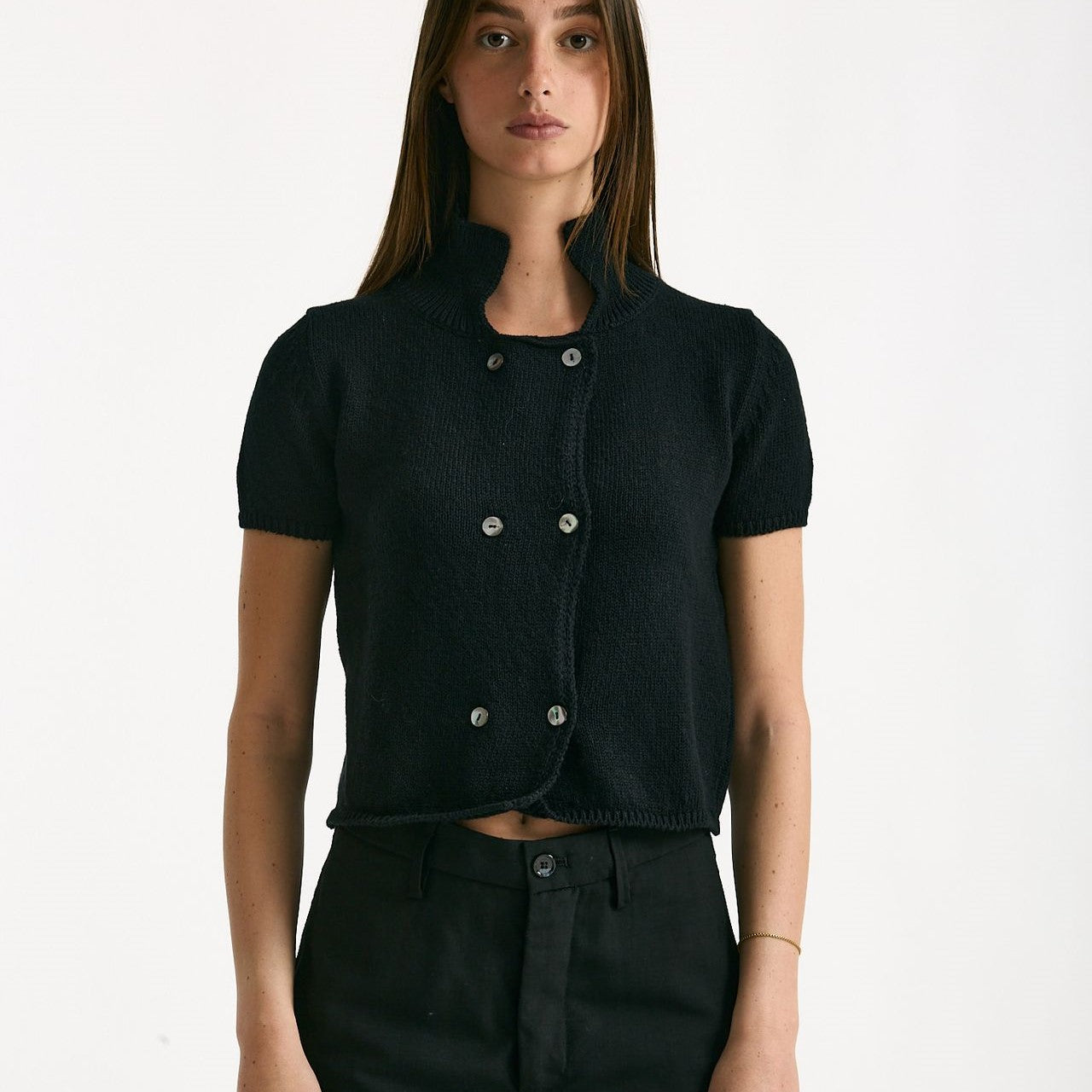 Maglia in cotone nero donna Marché des palmiers - 5