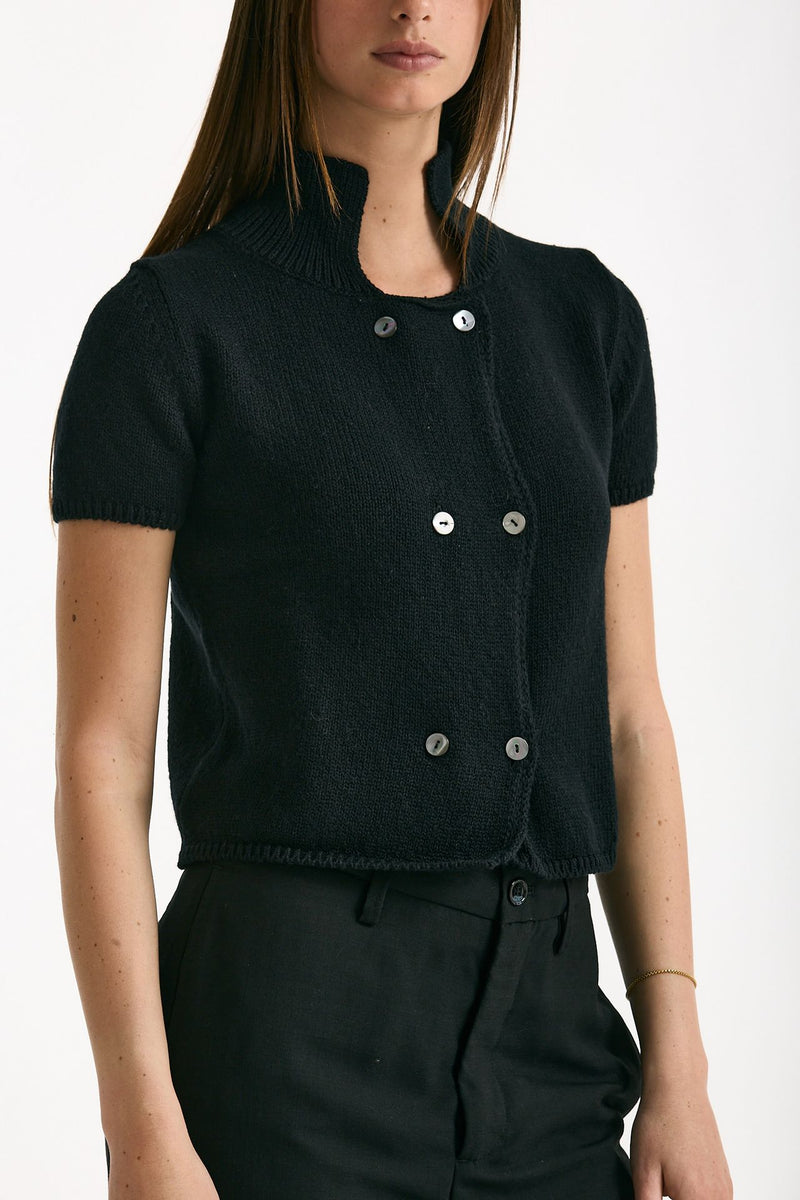 Maglia in cotone nero donna Marché des palmiers - 3