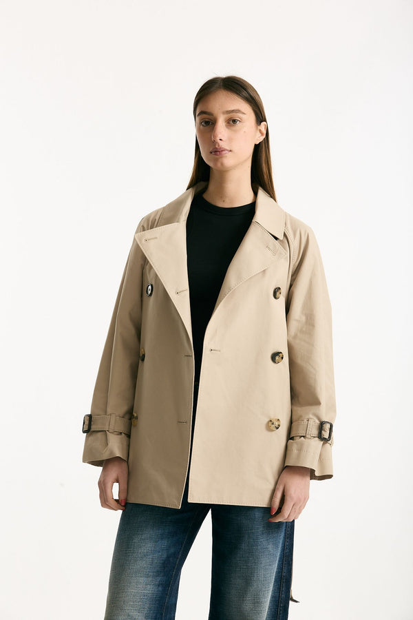 Trench corto CALLE in twill antigoccia sabbia donna Max mara s