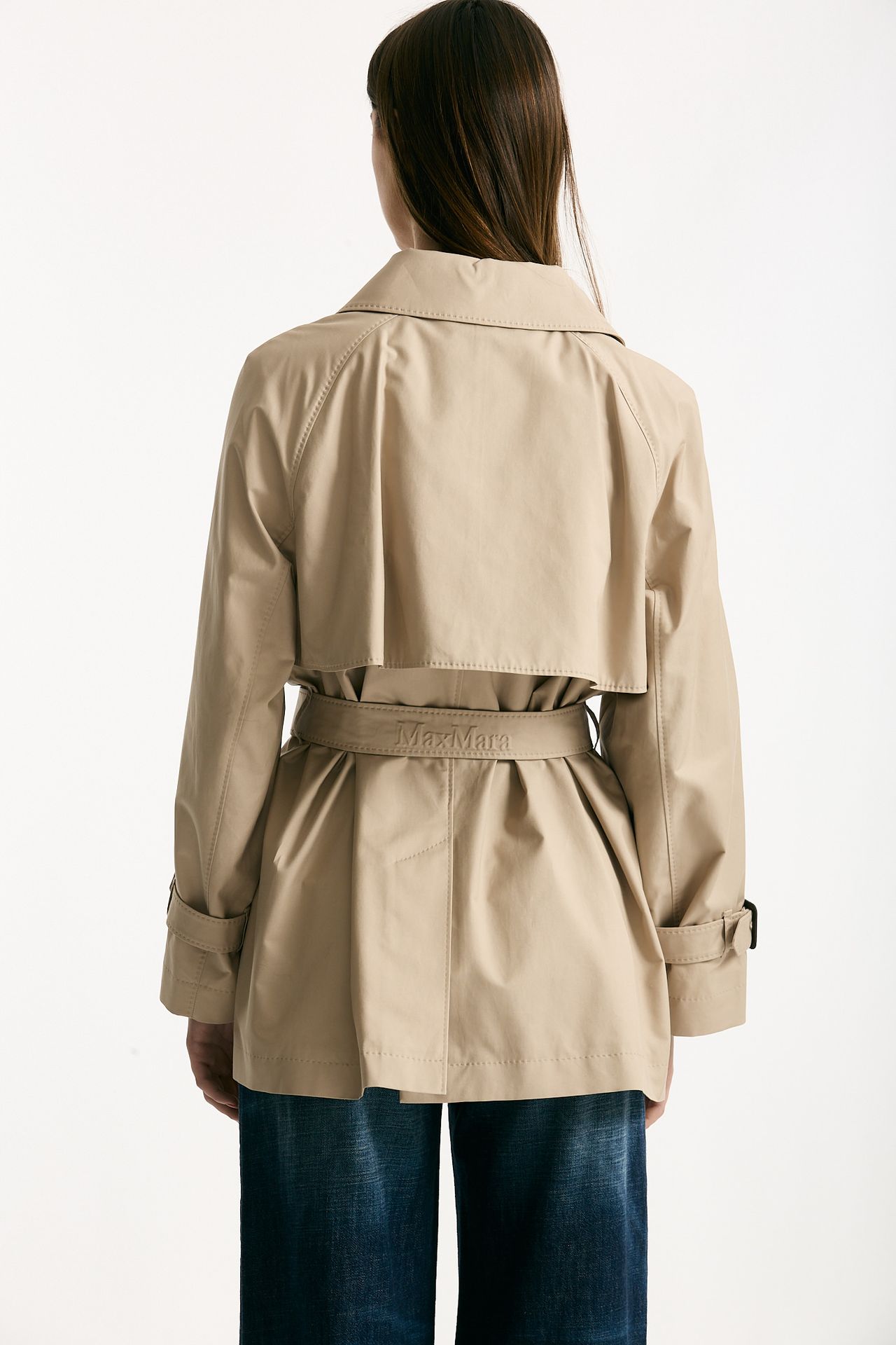 Trench corto CALLE in twill antigoccia sabbia donna Max mara s - 8