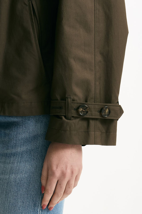 Trench crop TESORO in twill antigoccia verde militare donna Max mara s