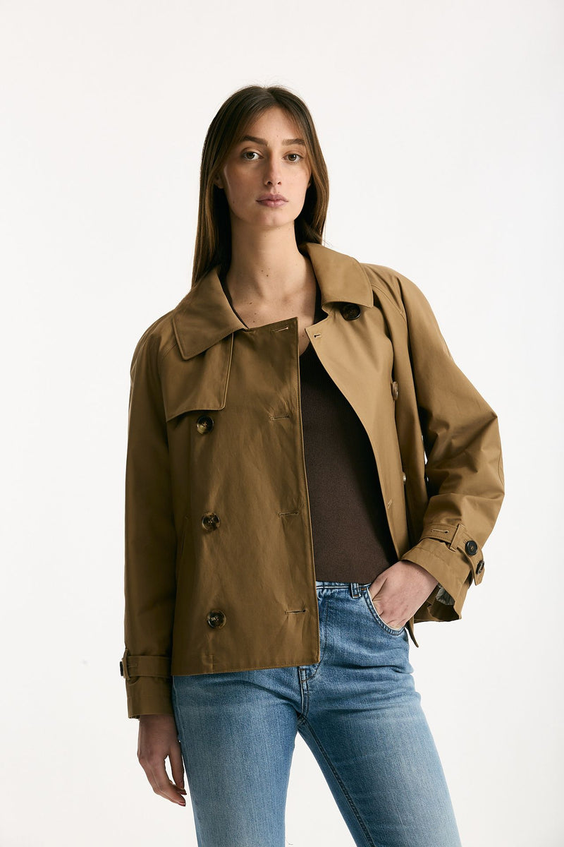 Trench crop TESORO in twill antigoccia cammello donna Max mara s - 7