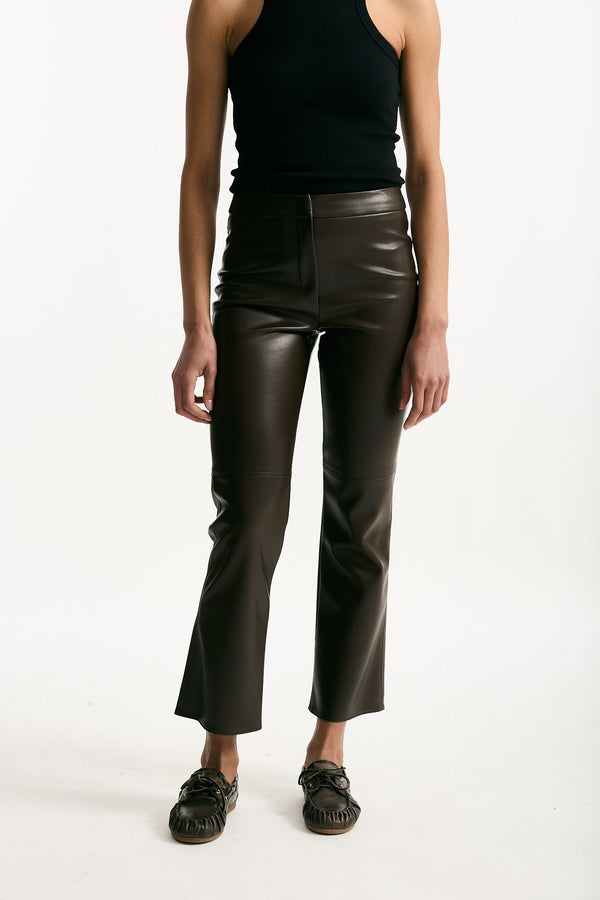 Pantalone slim SUBLIME in eco pelle marrone donna Max mara s