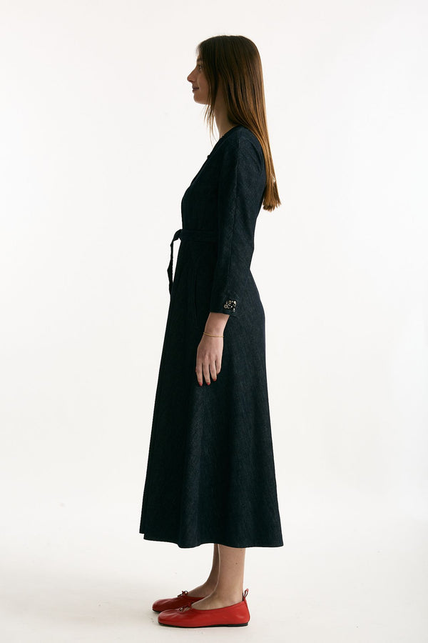 Abito in denim blu scollo a v donna Max mara s