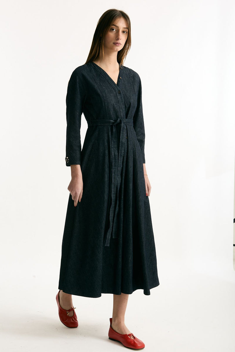 Abito in denim blu scollo a v donna Max mara s - 4