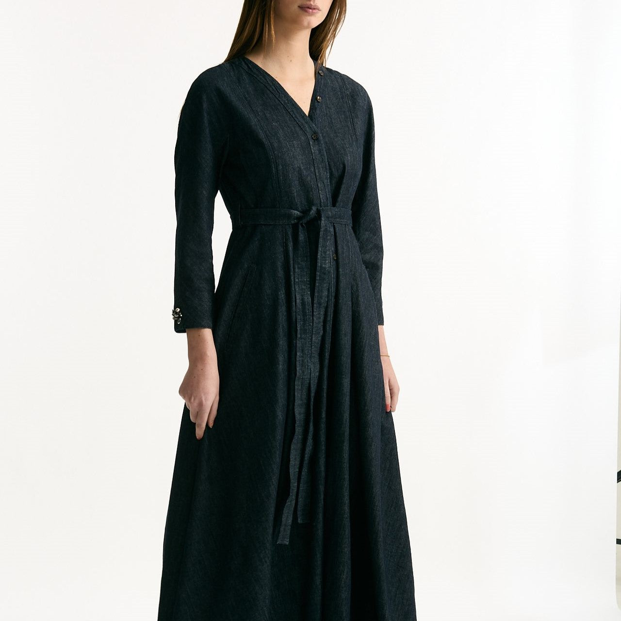 Abito in denim blu scollo a v donna Max mara s - 7