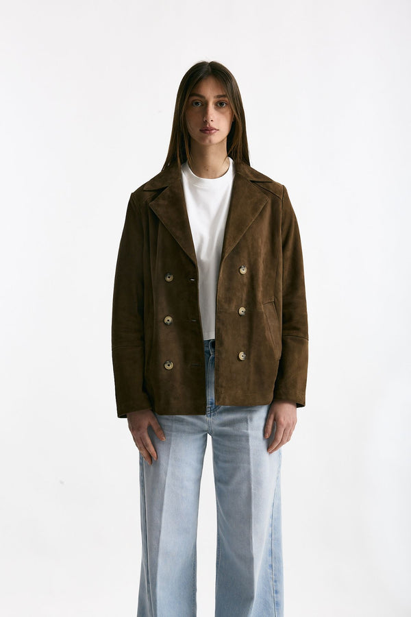 Blazer in suede marrone cognac donna Mono