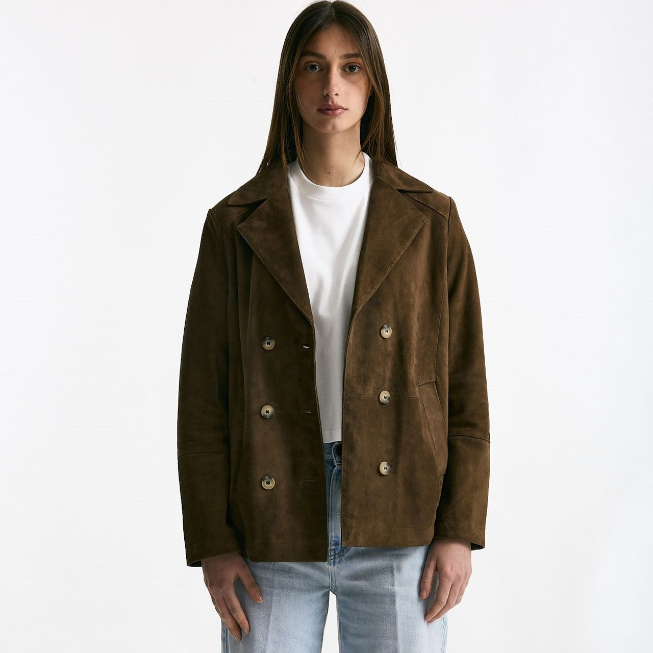 Blazer in suede marrone cognac donna Mono - 8