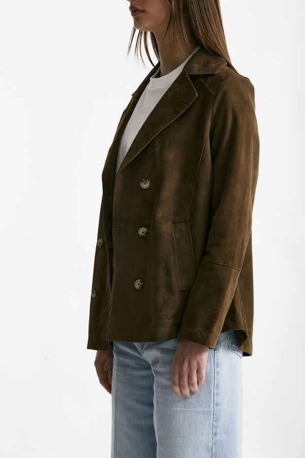 Blazer in suede marrone cognac donna Mono